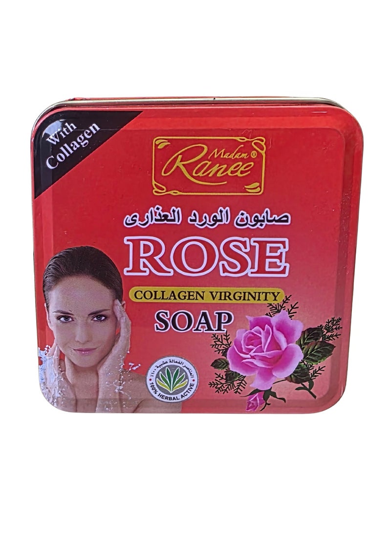 صابون الورد والكولاجين للعناية بالعذرية - صابون أعشاب لطيف للنظافة الأنثوية وشد البشرة - 100 غرام